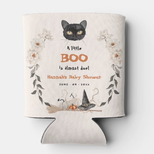 Rafraîchisseur Pour Canette Aquarelle Un Petit Baby shower Boo Halloween (Dos)