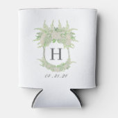 Rafraîchisseur Pour Canette Aquarelle Vert et Blanc Hydrangea Crest (Devant)