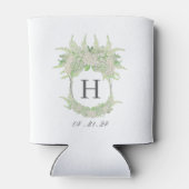 Rafraîchisseur Pour Canette Aquarelle Vert et Blanc Hydrangea Crest (Dos)