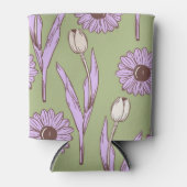 Rafraîchisseur Pour Canette Aquarelle verte violette Florale Boisson Botanique (Devant)