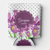 Rafraîchisseur Pour Canette Aquarelle violet Iris noir blanc Pois (Devant)
