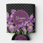 Rafraîchisseur Pour Canette Aquarelle violet Iris noir blanc Pois (Dos)