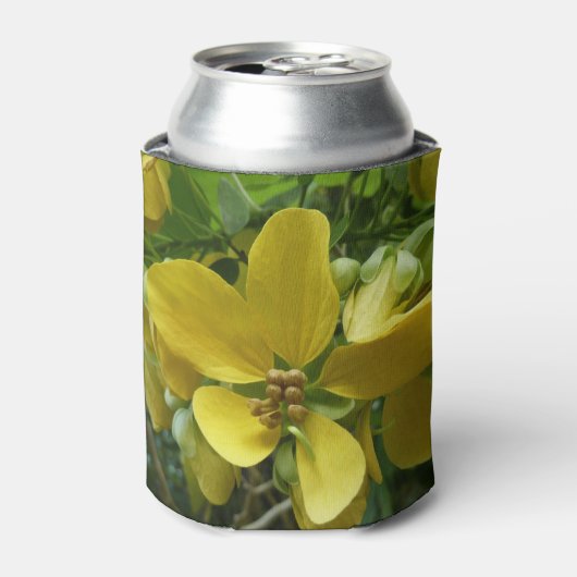 Rafraîchisseur Pour Canette Arbre à douche dorée Tropical Jaune Floral (Can devant)