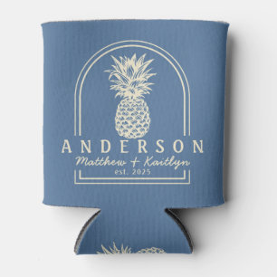 Rafraîchisseur Pour Canette Arc de mariage Capri Blue Ananas & Nom