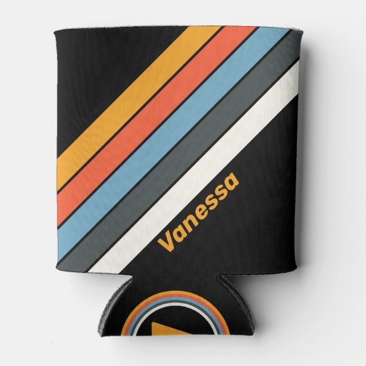 Rafraîchisseur Pour Canette Arc-en-ciel sombre rétro trié avec le nom (Devant)