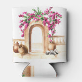 Rafraîchisseur Pour Canette Architecture méditerranéenne, fleurs, aquarelle, h (Dos)