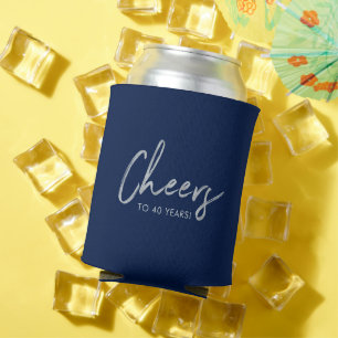 Rafraîchisseur Pour Canette Argent & Navy Faveur de fête d'anniversaire mode
