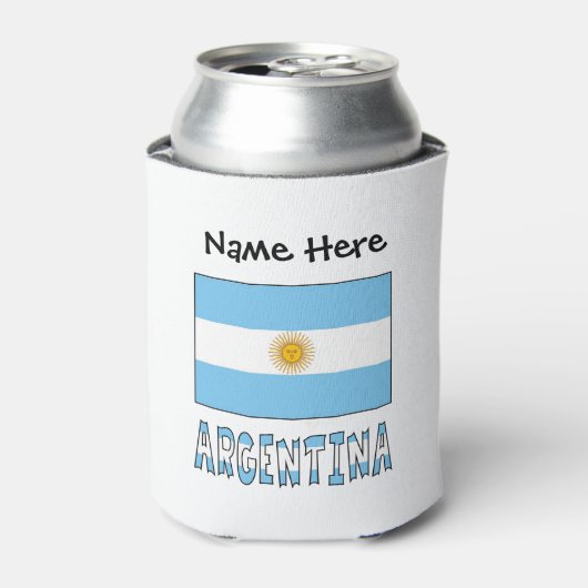 Rafraîchisseur Pour Canette Argentine et Argentine Drapeau avec votre nom (Can devant)