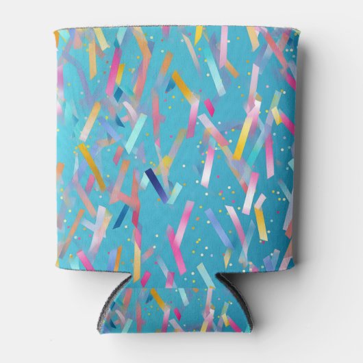 Rafraîchisseur Pour Canette Arrière - plan confetti multicolore sur bleu (Devant)