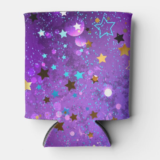 Rafraîchisseur Pour Canette Arrière - plan de feuille violet avec étoiles (Devant)