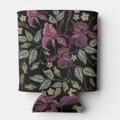 Rafraîchisseur Pour Canette Arrière - plan noir Irises pourpres brodé. (Dos)