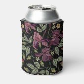 Rafraîchisseur Pour Canette Arrière - plan noir Irises pourpres brodé. (Can Dos)