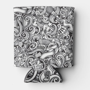 Rafraîchisseur Pour Canette Arrière - plan Vintage de Doodles de musique