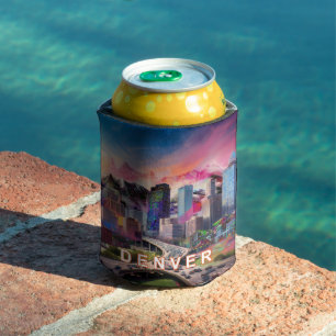 Rafraîchisseur Pour Canette Art Abstrait couleur Denver Skyline
