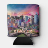 Rafraîchisseur Pour Canette Art Abstrait couleur Denver Skyline (Dos)