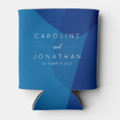 Rafraîchisseur Pour Canette Art Abstrait moderne en bleu Mariage personnalisé (Devant)