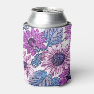 Rafraîchisseur Pour Canette Art floral vintage bleu et violet