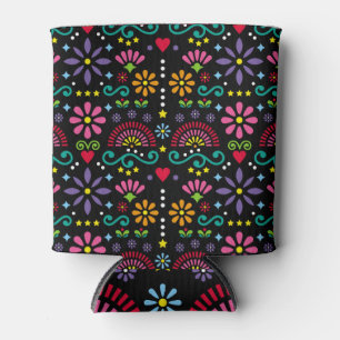 Rafraîchisseur Pour Canette art folklorique mexicain, motif sans couture color