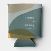 Rafraîchisseur Pour Canette Art moderne Abstrait Vert Sage Turquoise Personnal (Devant)