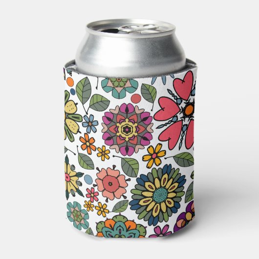 Rafraîchisseur Pour Canette Art Motif moderne Retro Floral Dessin (Can devant)