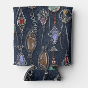 Rafraîchisseur Pour Canette Art Nouveau Floral : Denim Elegance.