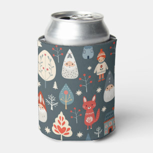 Rafraîchisseur Pour Canette Art populaire scandinave avec génomes de Noël