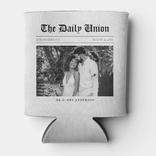 Rafraîchisseur Pour Canette Article de journal Mariage (Devant)