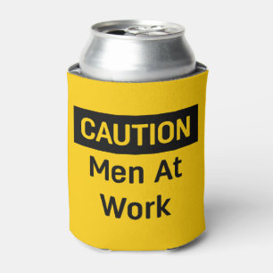 Rafraîchisseur Pour Canette ATTENTION Hommes au travail Jaune et Noir