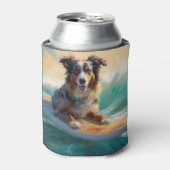 Rafraîchisseur Pour Canette Australian Shepherd Beach Surfing Peinture (Can devant)