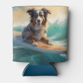 Rafraîchisseur Pour Canette Australian Shepherd Beach Surfing Peinture (Devant)