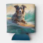 Rafraîchisseur Pour Canette Australian Shepherd Beach Surfing Peinture (Dos)