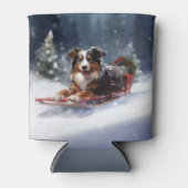 Rafraîchisseur Pour Canette Australian Shepherd hiver neige de Noël (Devant)