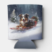 Rafraîchisseur Pour Canette Australian Shepherd hiver neige de Noël (Dos)