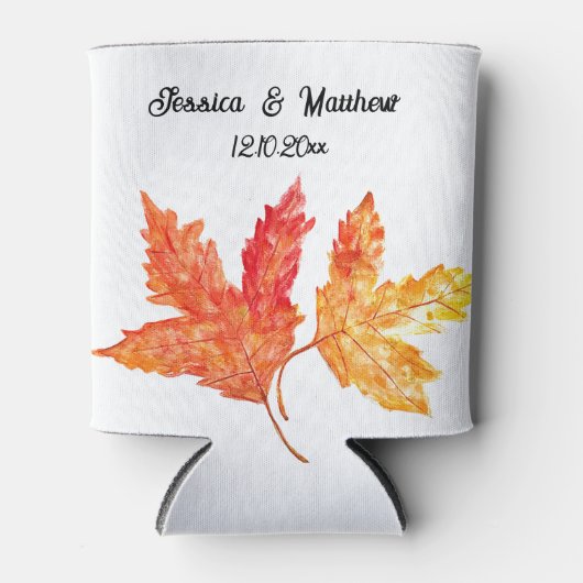Rafraîchisseur Pour Canette Automne Automne Feuille orange Mariage d'aquarelle (Devant)