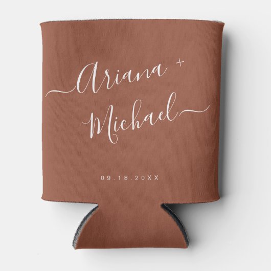 Rafraîchisseur Pour Canette Automne Moderne Personnalisé Terracotta Script Nom (Devant)