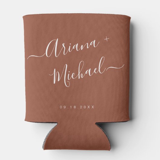 Rafraîchisseur Pour Canette Automne Moderne Personnalisé Terracotta Script Nom (Dos)