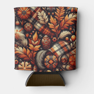 Rafraîchisseur Pour Canette Automne Plaid Feuilles Orange Black Motif