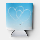 Rafraîchisseur Pour Canette avion 2 coeurs en bleu ciel (Devant)