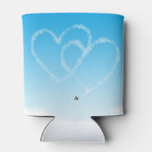 Rafraîchisseur Pour Canette avion 2 coeurs en bleu ciel (Dos)