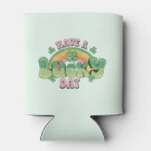 Rafraîchisseur Pour Canette Ayez une Typographie rétro de jour chanceux (Dos)