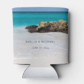 Rafraîchisseur Pour Canette Azure Ocean Sandy Beach Mariage photo (Dos)