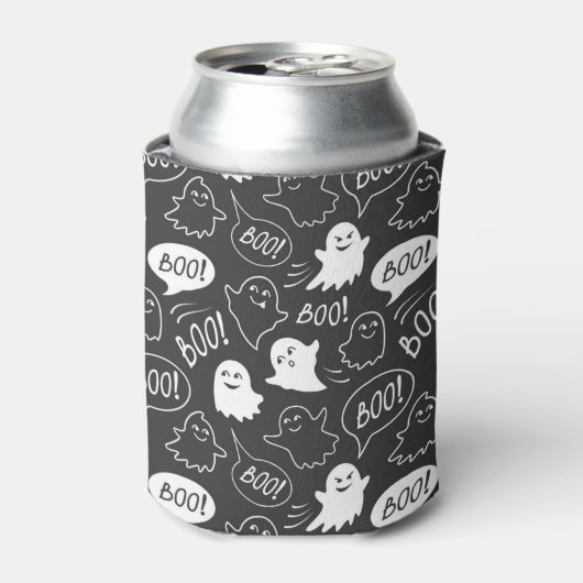 Rafraîchisseur Pour Canette B&W Cute Doodle Halloween Motif (Can devant)