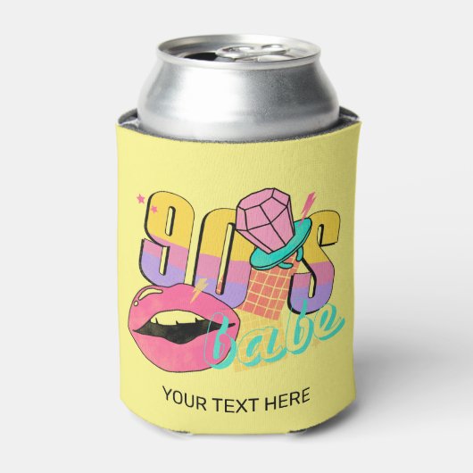 Rafraîchisseur Pour Canette Babe Lips Ring Pop jaune Turquoise des années 90 (Can devant)