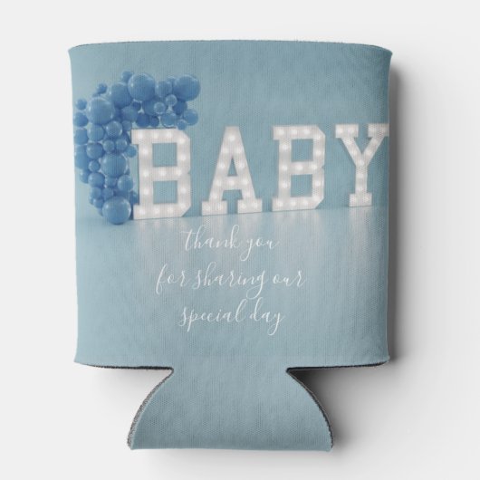 Rafraîchisseur Pour Canette Baby shower Bleu Balloon Arch Favoriser Peut Plus (Dos)