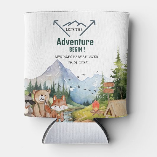 Rafraîchisseur Pour Canette Baby shower d'aventure pour les animaux des bois (Devant)