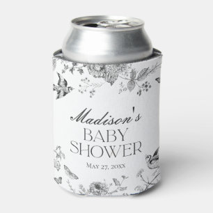 Rafraîchisseur Pour Canette Baby Shower Floral Vintage Toile De Jouy Noire