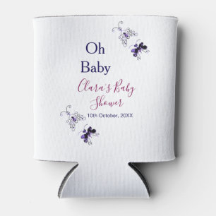 Rafraîchisseur Pour Canette Baby shower rose papillon violet oh bébé moderne