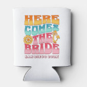 Rafraîchisseur Pour Canette Bachelorette Parti Super Retro Wavy Text Bride (Dos)