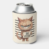 Rafraîchisseur Pour Canette Bad Attitude Chat Mugshot - Drôle Feline Design (Can Dos)