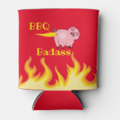 Rafraîchisseur Pour Canette Badass barbecue BBQ Bouton de cochon flamboyant (Devant)